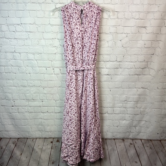 BloomChic Purple Floral Mock Neck Belted Pocket Dress Size 12 Large - Picture 6 of 6